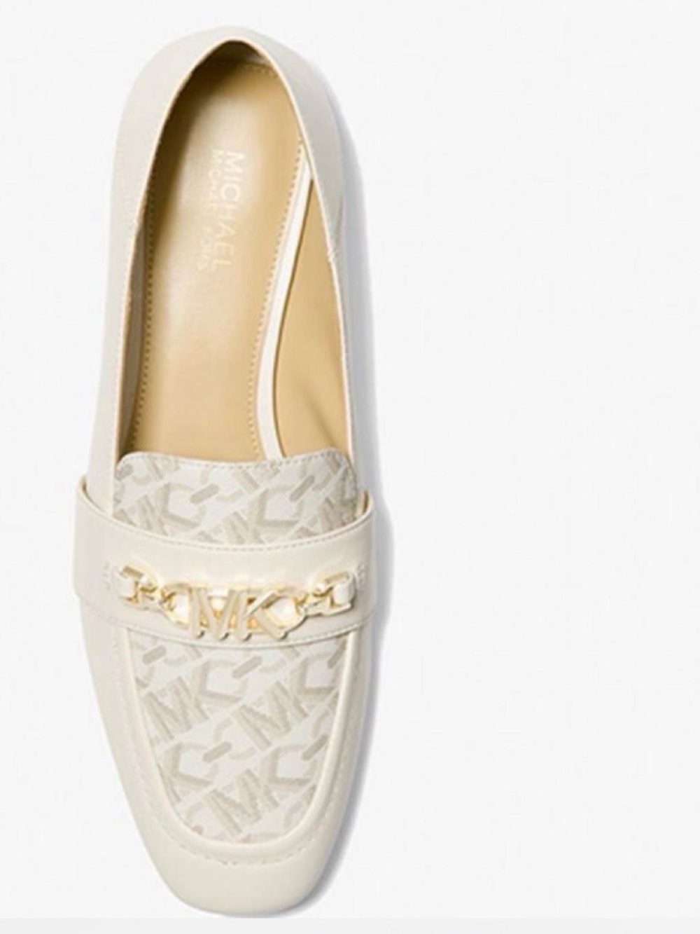 Michael Kors Tiffanie monogram leather loafer. Vanilla MK Slip-On Loafer NIB